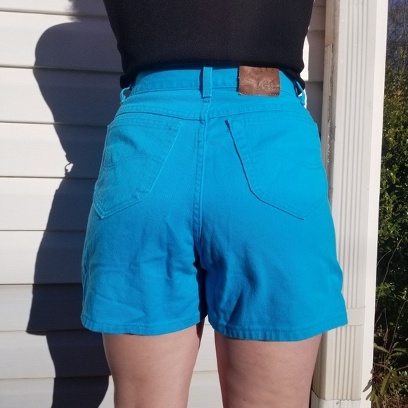 Vintage Turquoise Denim Shorts by Lee - Picture 4 of 4